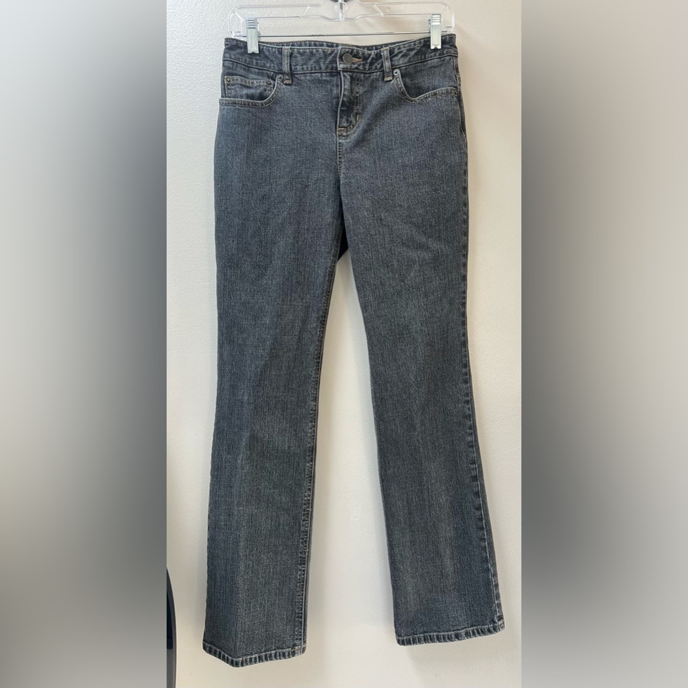 VTG Y2K Ann Taylor Loft Gray Wash Denim Jeans Straight Leg Slight Flare Sz 2